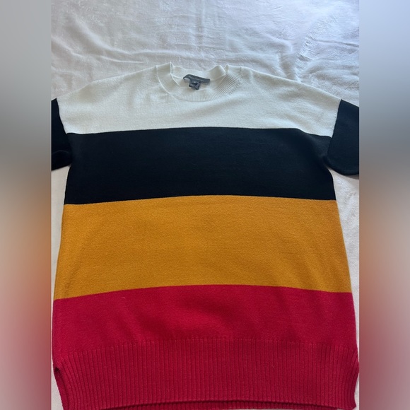 French Connection White/Black/Beige/red Colour Block Long sleeve work sweater - Picture 4 of 7